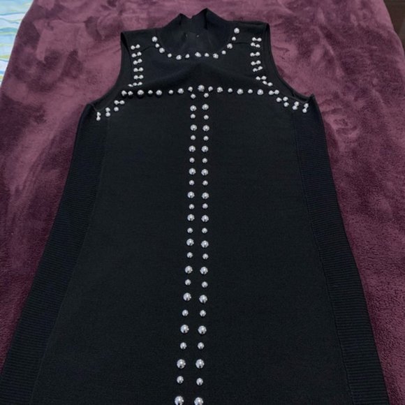 INC Mock Turtleneck Black Sleeveless Dress with Silver Studs - XXL - Picture 2 of 13